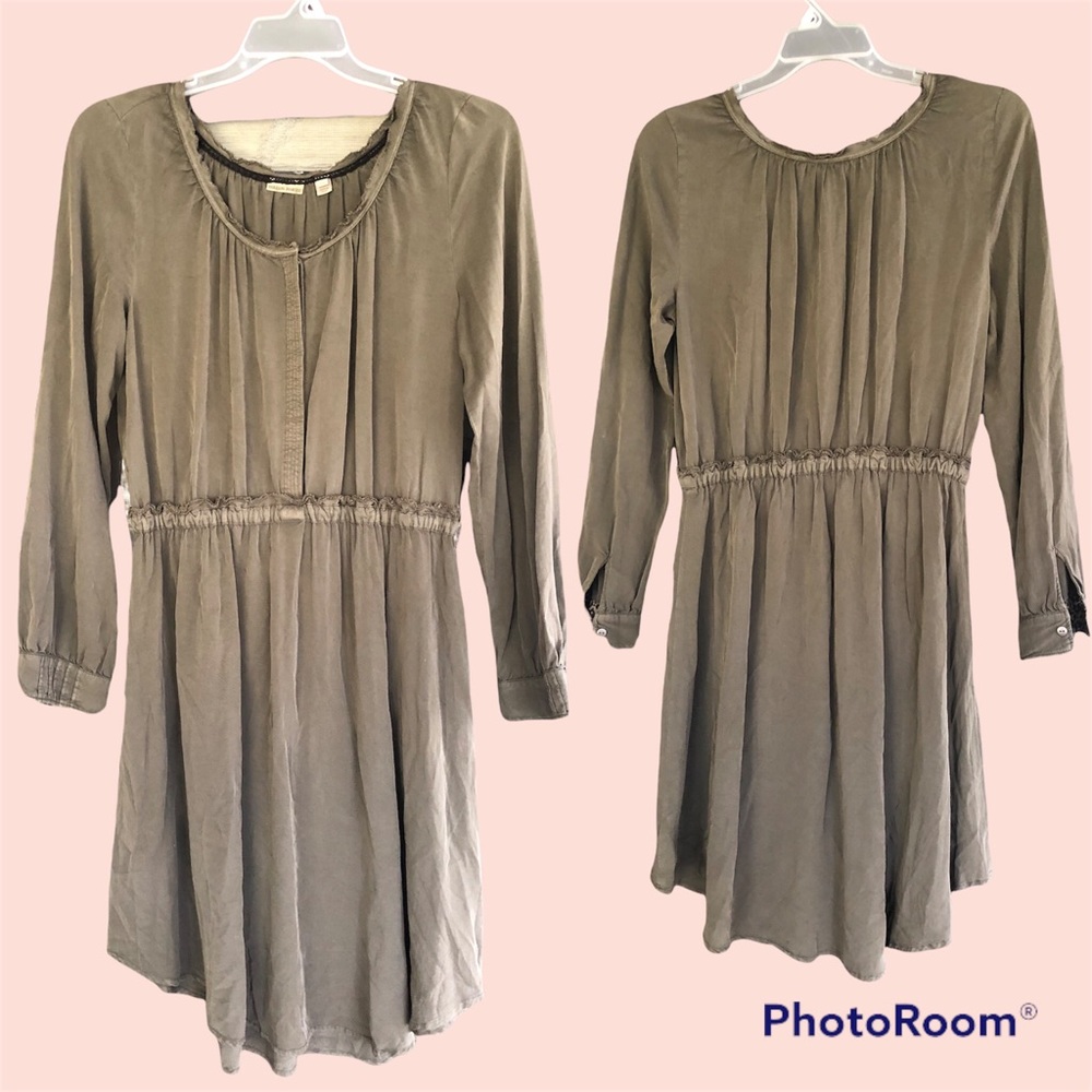 Anthropologie Holding Horses Olive Green Shirt Dress. Sz 10.